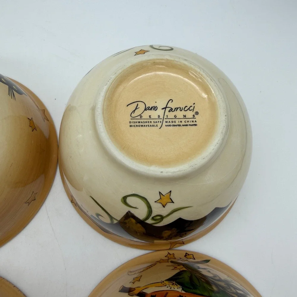Tabletops Lifestyles Wicked Hollow Halloween Bowls Set 4 Dario Farrucci Cat Bat